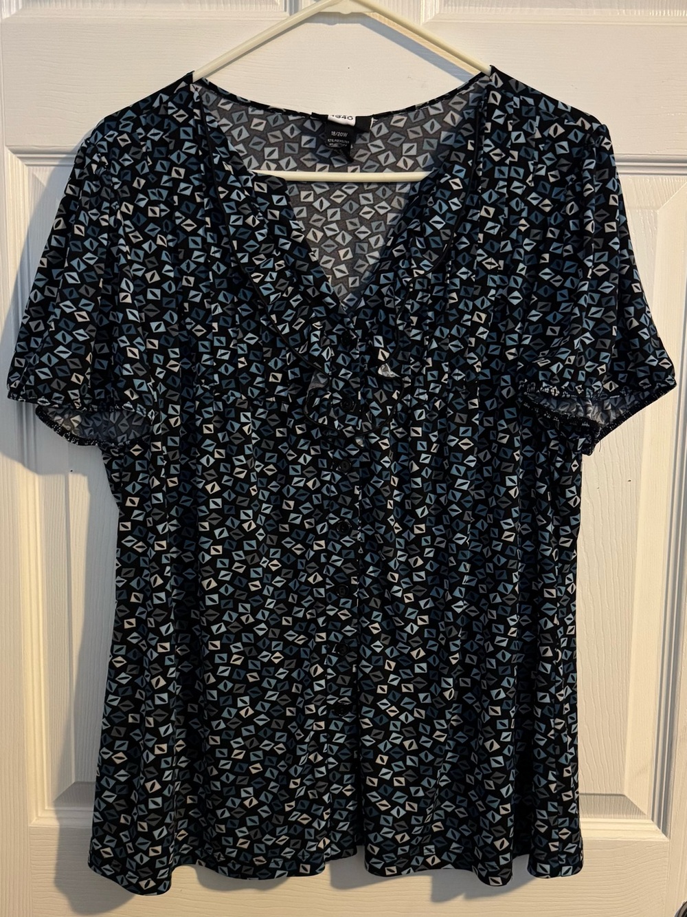 Studio 1940 Ruffled Geometric Patterned Stretch Blouse sz 18/20